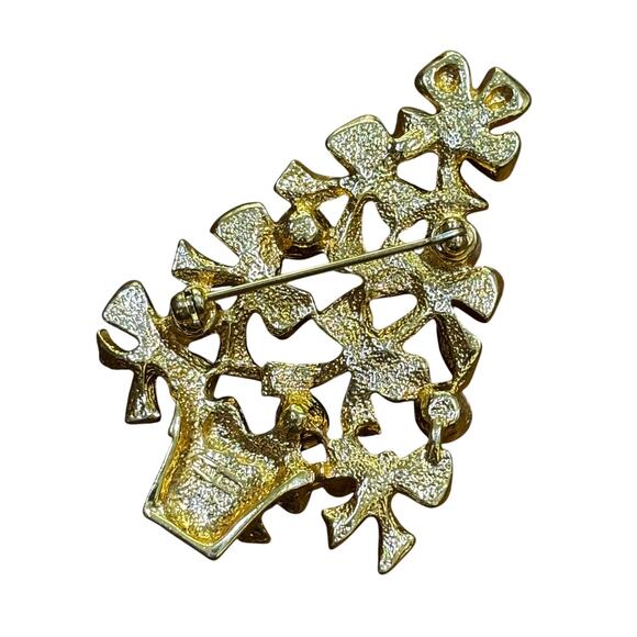 Vintage Avon Christmas tree brooch gold & AB rhinestones festive holiday pin - Picture 3 of 6